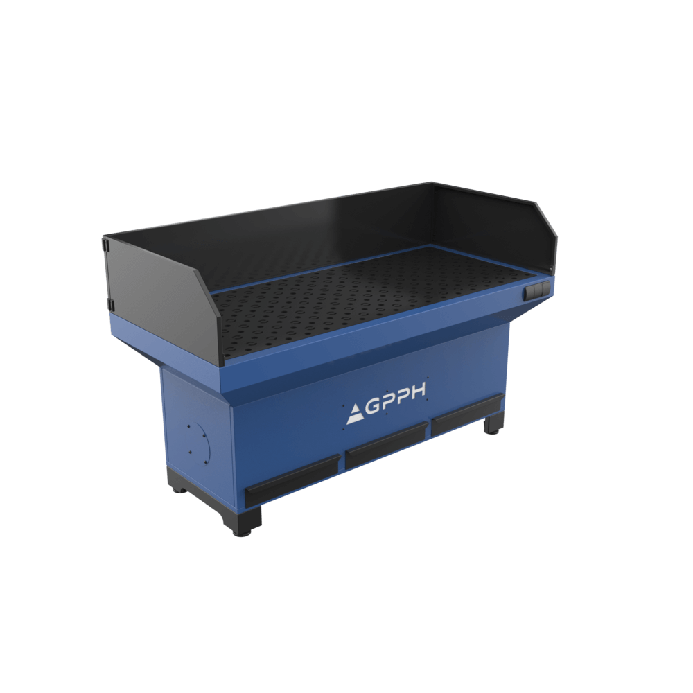 GPPH Banco de rectificado y soldadura Base con protecciones 1870 x 770 mm, diámetro 28 mm, rejilla 100 x 100 mm