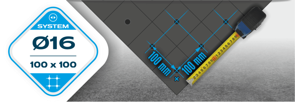 Siatka otworów system fi16, 100x100mm