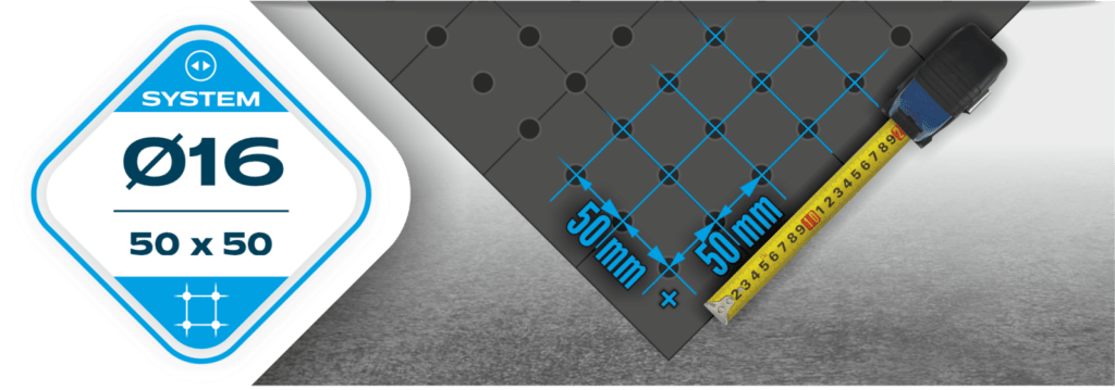 Siatka otworów system fi16, 50x50mm