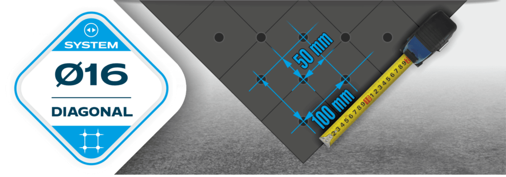 Diagonalna siatka otworów system fi16