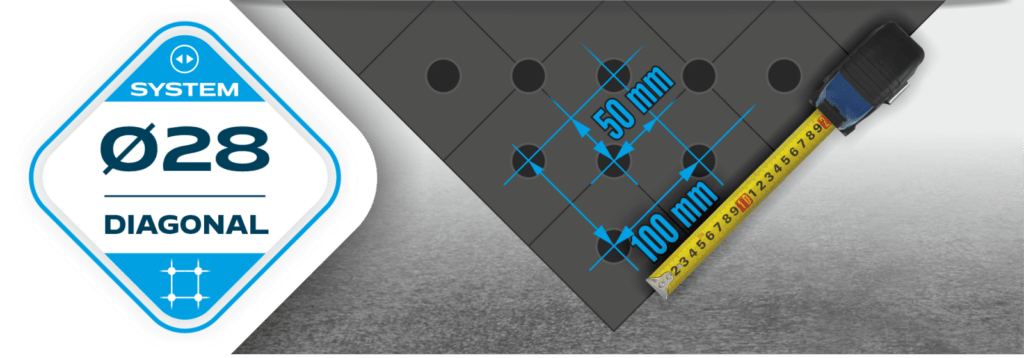 Diagonalna siatka otworów system fi28