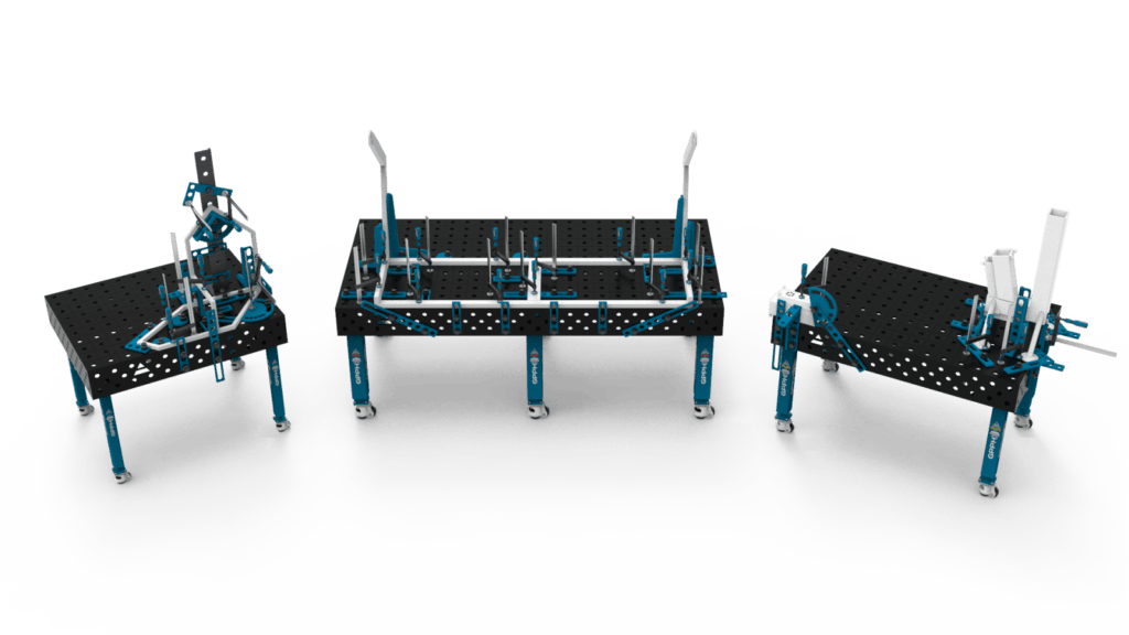 Tradycyjne stoły spawalnicze z konstrukcjami spawalniczymi