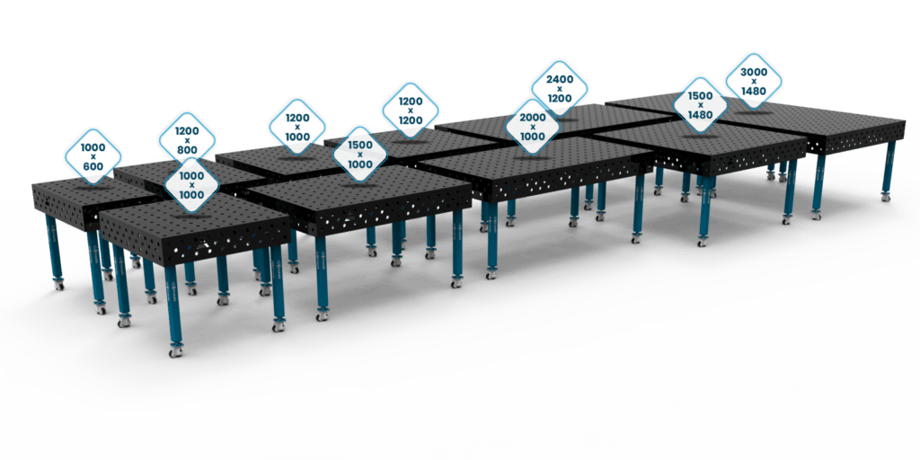 Rozmiary wszystkich stołów spawalniczych z serii ECO
