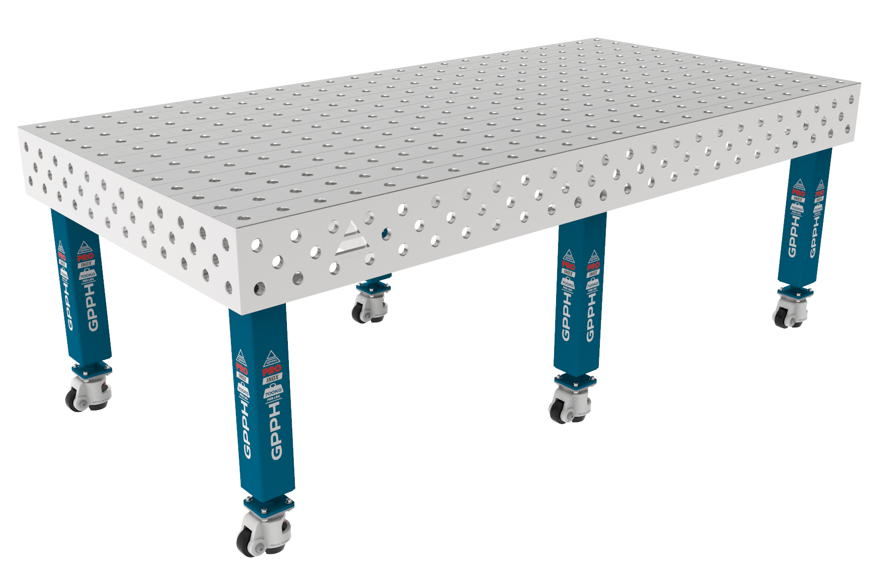 PRO INOX Table 2400x1200 ⌀28 100x100 grid legs with wheels e1695279601262