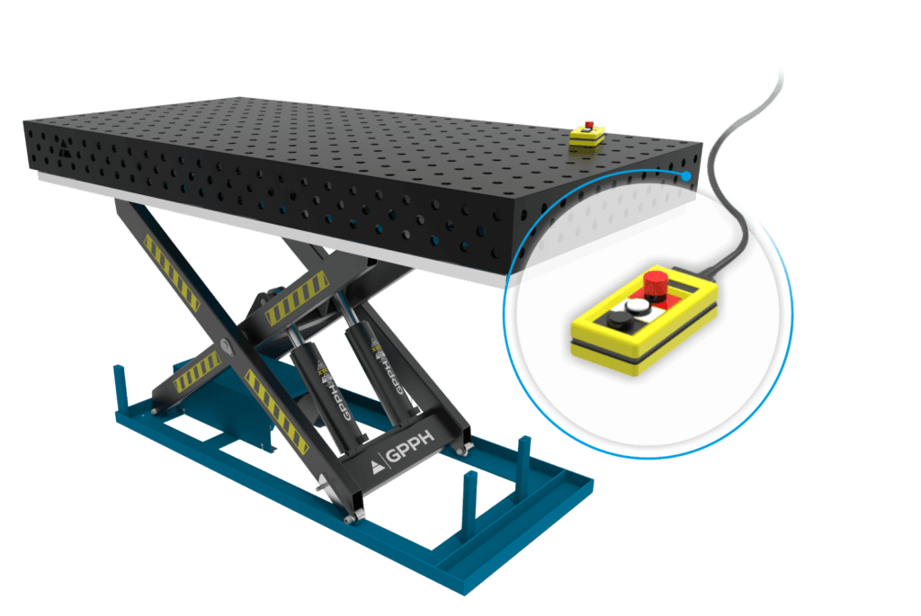 Podnośnik nożycowy ze stołem 2400x1200mm z pilotem