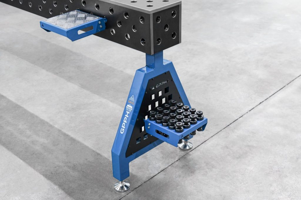 Soporte de soldadura TRESTLE con estante para mandril y estante plano 