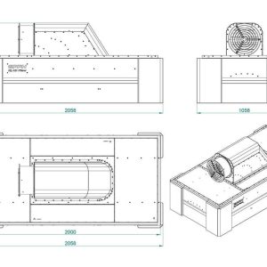 IQ Air Flow Okap spawalniczy z wentylatorem 2000x1000 mm rysunek techniczny