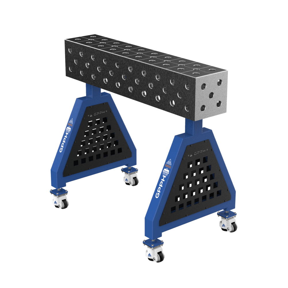 Schweißstütze TRESTLE ECO auf Rädern 1000x200x200 mm Durchmesser 28 mm diagonales Raster