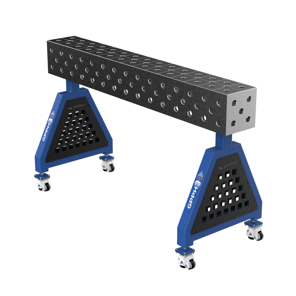 Welding support TRESTLE ECO on wheels 1500x200x200 mm diameter 28 mm diagonal grid