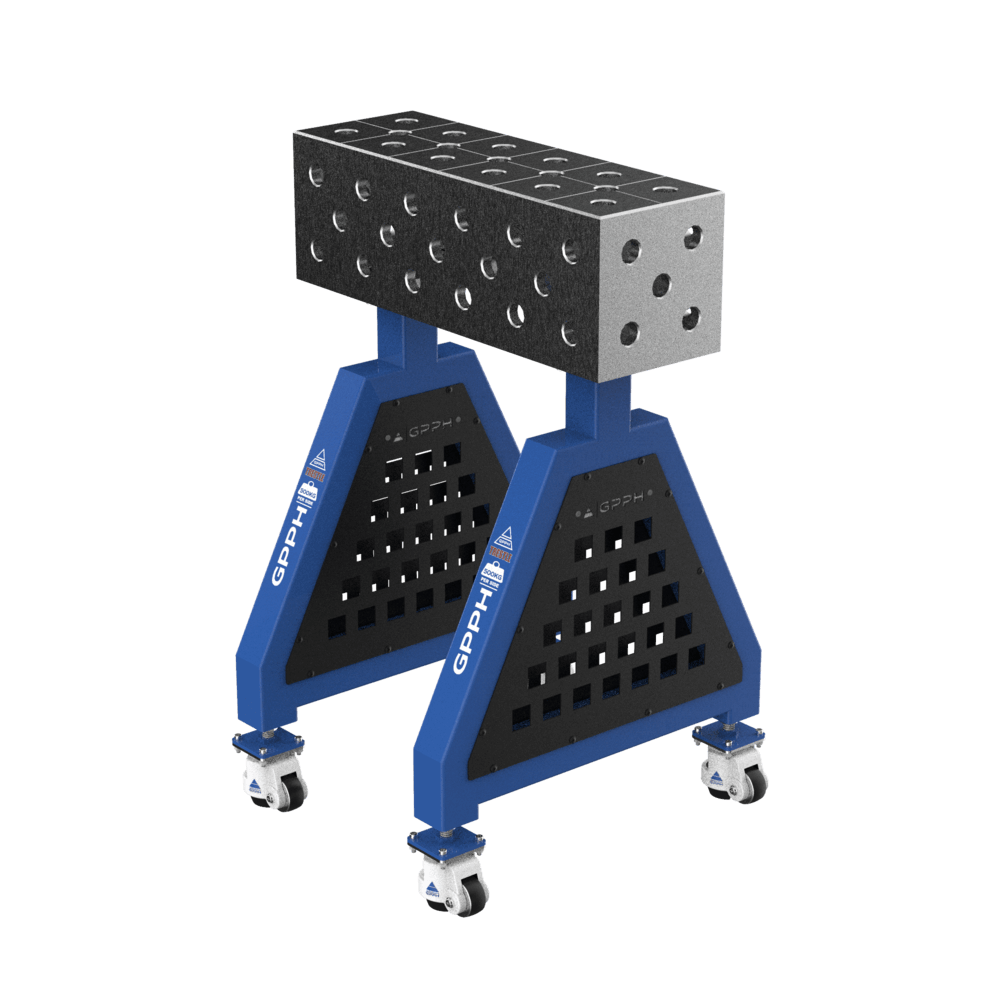 Welding support TRESTLE PRO on wheels 600x200x200 mm fi 28 mm diagonal grid