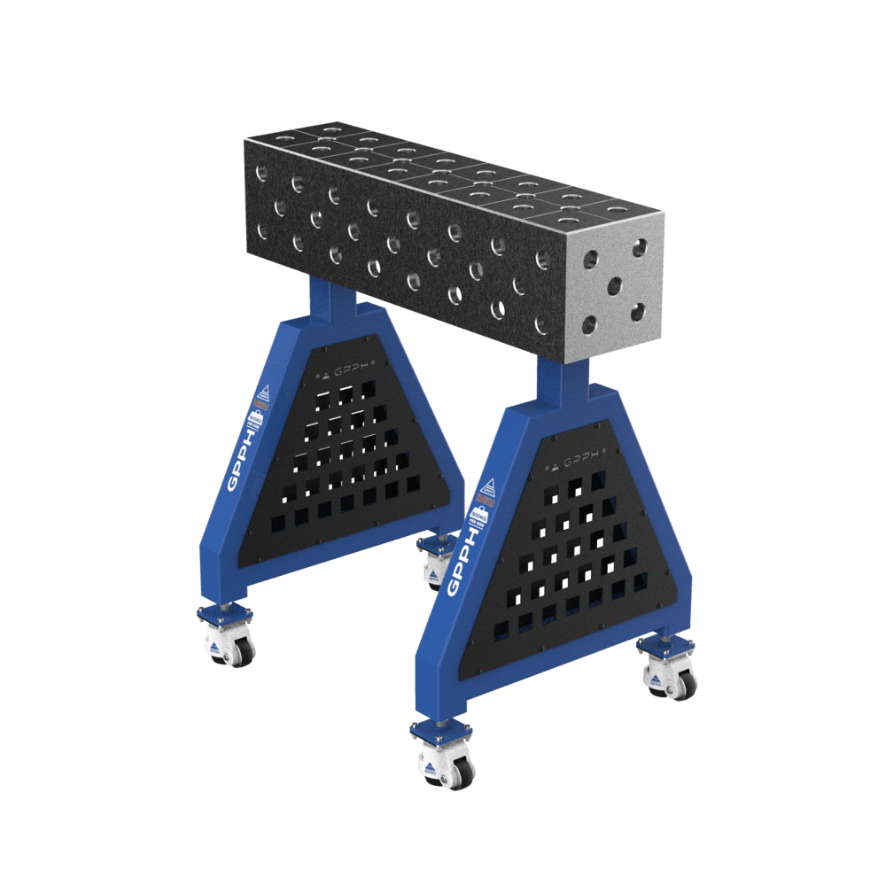 Welding support TRESTLE PRO on wheels 800x200x200 mm fi 28 mm diagonal grid