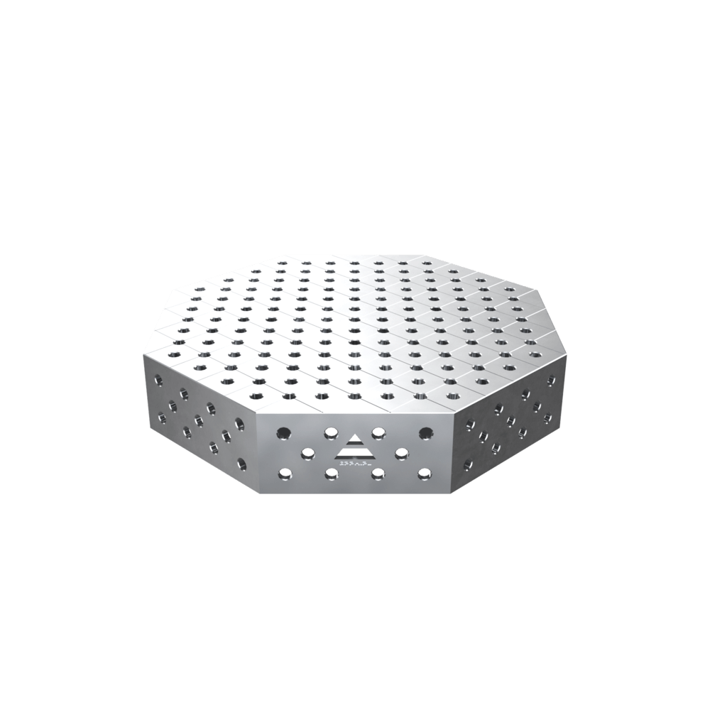 Svařovací stůl osmihranný OCT INOX s pracovním plátem PRO 1000x1000 mm fi28 mm diagonální mřížka