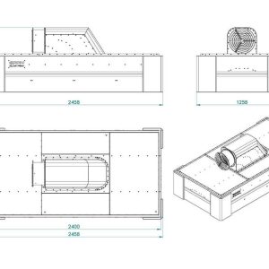 IQ Air Flow Okap spawalniczy z wentylatorem 2400x1200 mm rysunek techniczny