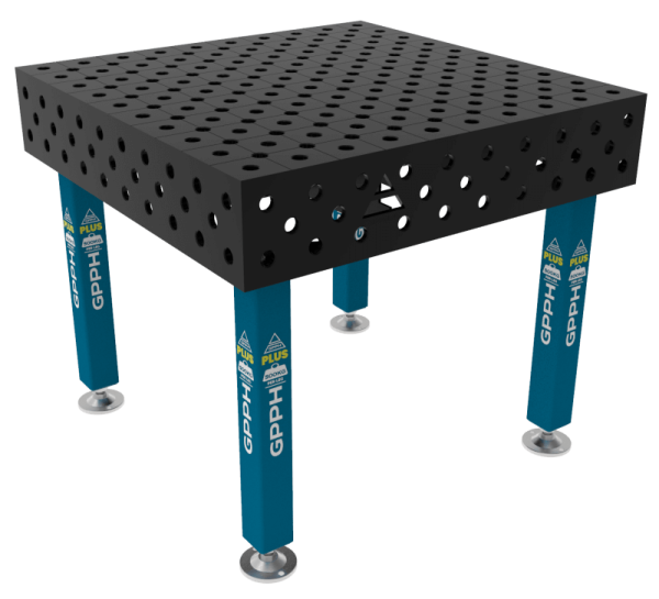 Stół Spawalniczy PLUS Rozmiar - 1000x1000mm, Siatka - diagonalna, System - Φ28, Nogi - Na stopach