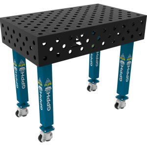 Stół Spawalniczy PLUS Rozmiar - 1000x600mm, Siatka - diagonalna, System - Φ28, Nogi - Na kołach