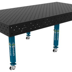 Stół Spawalniczy PLUS Siatka - diagonalna, System - Φ16, Rozmiar - 2400x1200mm, Nogi - Na kołach