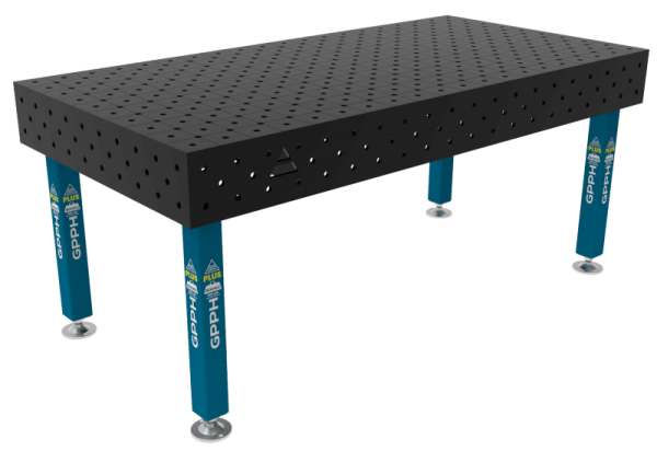 Stół Spawalniczy PLUS Rozmiar - 2000x1000mm, Siatka - diagonalna, System - Φ16, Nogi - Na stopach