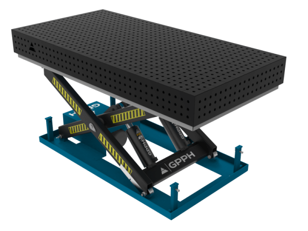 Stół Spawalniczy PRO 2000x1000 mm z hydraulicznym systemem podnoszenia, system 16, siatka 50x50mm