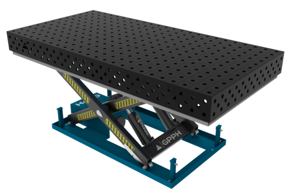 Stół Spawalniczy PRO 2400x1200 mm z hydraulicznym systemem podnoszenia, system 28, siatka 100x100mm