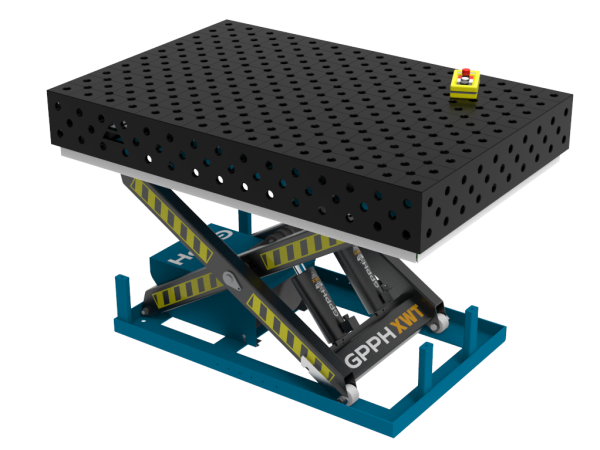 Stół Spawalniczy PRO 1500x1000 mm z hydraulicznym systemem podnoszenia, system 28, siatka diagonalna