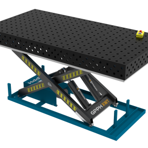 Stół Spawalniczy PLUS 2400x1200 mm z hydraulicznym systemem podnoszenia, system 28, siatka 100x100mm