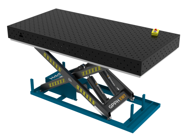 Stół Spawalniczy PLUS 2400x1200 mm z hydraulicznym systemem podnoszenia, system 16, siatka diagonalna