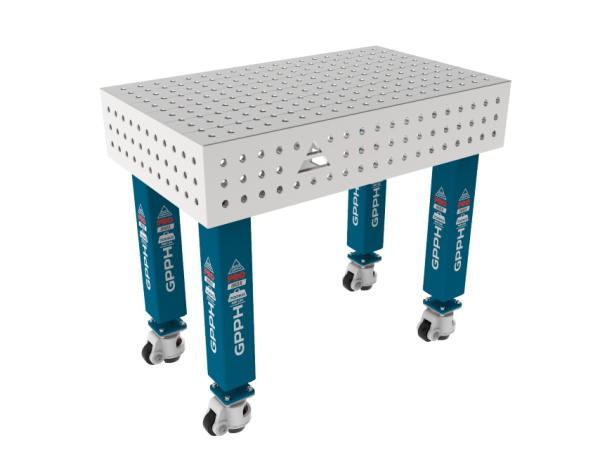 Stół Spawalniczy PRO INOX Rozmiar - 1000x600mm, Siatka - 50x50mm, System - Φ16, Nogi - Na kołach