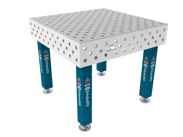Stół Spawalniczy PRO INOX 1000 x 1000 mm Siatka - diagonalna, System - Φ28, Nogi - Na stopach, Blat - Blat PRO INOX