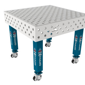 Stół Spawalniczy PRO INOX 1000 x 1000 mm Siatka - diagonalna, System - Φ28, Nogi - Na kołach, Blat - Blat PRO INOX