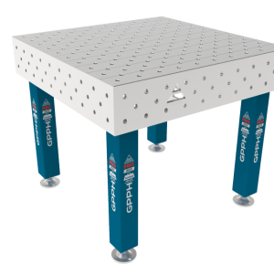 Stół Spawalniczy PRO INOX 1000 x 1000 mm Siatka - diagonalna, System - Φ16, Nogi - Na stopach, Blat - Blat PRO INOX