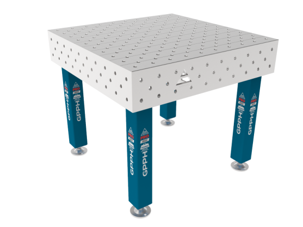 Stół Spawalniczy PRO INOX 1000 x 1000 mm Siatka - diagonalna, System - Φ16, Nogi - Na stopach, Blat - Blat PRO INOX
