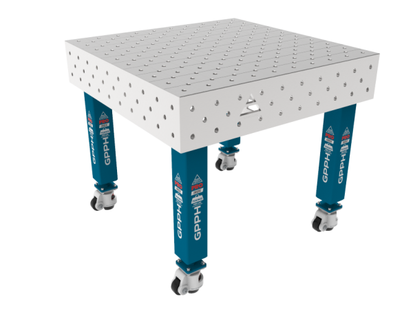 Stół Spawalniczy PRO INOX 1000 x 1000 mm Siatka - diagonalna, System - Φ16, Nogi - Na kołach, Blat - Blat PRO INOX