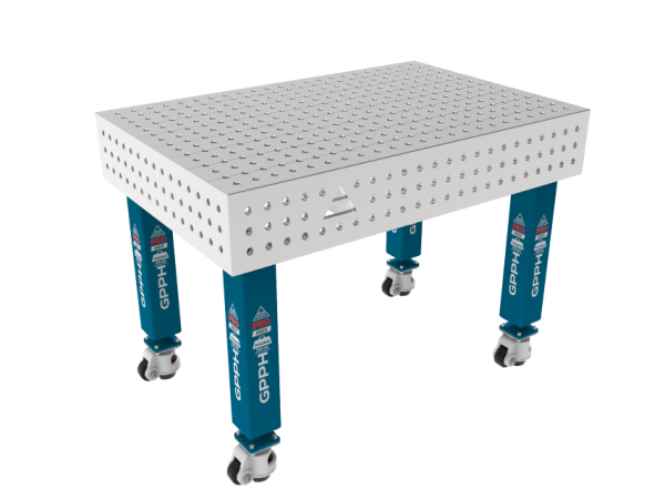 Stół Spawalniczy PRO INOX 1200 x 800 mm Siatka - 50x50mm, System - Φ16, Nogi - Na kołach, Blat - Blat PRO INOX