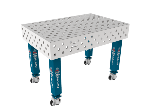 Stół Spawalniczy PRO INOX 1200 x 800 mm Siatka - diagonalna, System - Φ28, Nogi - Na kołach, Blat - Blat PRO INOX