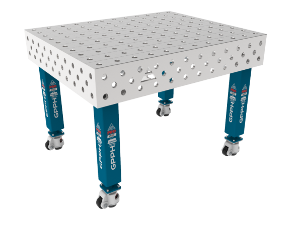 Stół Spawalniczy PRO INOX 1200 x 1000 mm Siatka - 100x100mm, System - Φ28, Nogi - Na kołach, Blat - Blat PRO INOX