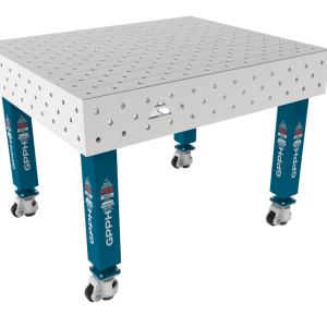 Stół Spawalniczy PRO INOX 1200 x 1000 mm Siatka - diagonalna, System - Φ16, Nogi - Na kołach, Blat - Blat PRO INOX