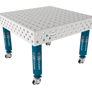 Stół Spawalniczy PRO INOX 1200 x 1200 mm Siatka - 100x100mm, System - Φ28, Nogi - Na kołach, Blat - Blat PRO INOX