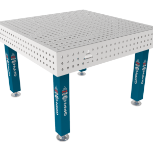 Stół Spawalniczy PRO INOX 1200 x 1200 mm Siatka - 50x50mm, System - Φ16, Nogi - Na stopach, Blat - Blat PRO INOX