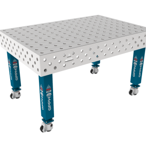 Stół Spawalniczy PRO INOX 1500 x 1000 mm Siatka - 100x100mm, System - Φ28, Nogi - Na kołach, Blat - Blat PRO INOX