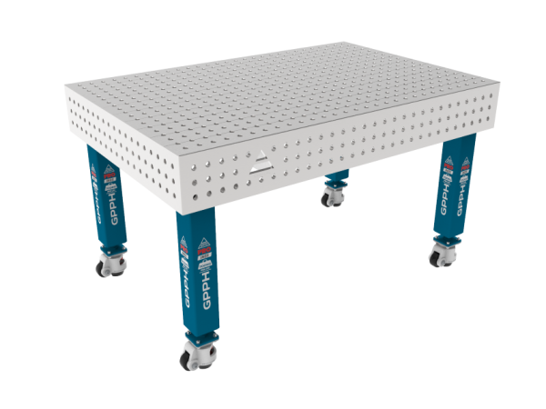 Stół Spawalniczy PRO INOX 1500 x 1000 mm Siatka - 50x50mm, System - Φ16, Nogi - Na kołach, Blat - Blat PRO INOX