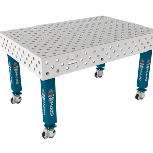 Stół Spawalniczy PRO INOX 1500 x 1000 mm Siatka - diagonalna, System - Φ28, Nogi - Na kołach, Blat - Blat PRO INOX