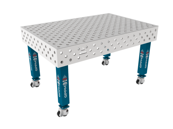 Stół Spawalniczy PRO INOX 1500 x 1000 mm Siatka - diagonalna, System - Φ28, Nogi - Na kołach, Blat - Blat PRO INOX