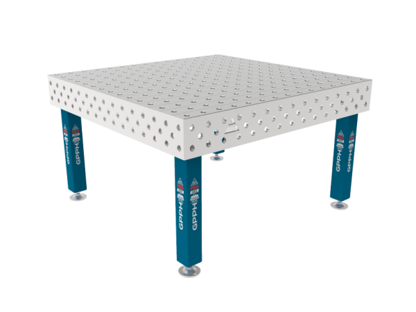 Stół Spawalniczy PRO INOX 1500 x 1480 mm Siatka - 100x100mm, System - Φ28, Nogi - Na stopach, Blat - Blat PRO INOX