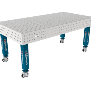 Stół Spawalniczy PRO INOX 2000 x 1000 mm Siatka - 50x50mm, System - Φ16, Nogi - Na kołach, Blat - Blat PRO INOX