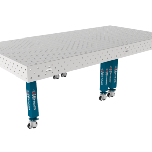 Stół Spawalniczy PRO INOX 3000 x 1480 mm Siatka - diagonalna, System - Φ16, Nogi - Na kołach, Blat - Blat PRO INOX
