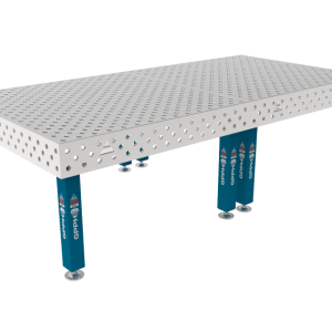 Stół Spawalniczy PRO INOX 3000 x 1480 mm Siatka - diagonalna, System - Φ28, Nogi - Na stopach, Blat - Blat PRO INOX