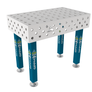 Stół Spawalniczy PLUS INOX 1000 x 600 mm Siatka - 100x100mm, System - Φ28, Nogi - Na stopach, Blat - Blat PLUS INOX