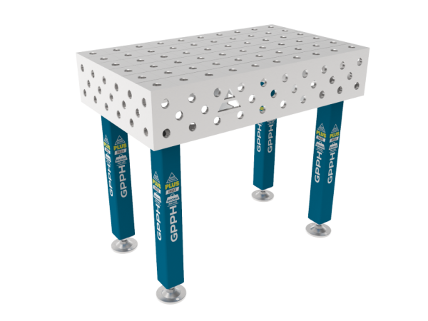 Stół Spawalniczy PLUS INOX 1000 x 600 mm Siatka - 100x100mm, System - Φ28, Nogi - Na stopach, Blat - Blat PLUS INOX