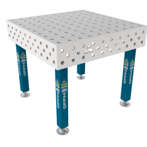 Stół Spawalniczy PLUS INOX 1000 x 1000 mm Siatka - 100x100mm, System - Φ28, Nogi - Na stopach, Blat - Blat PLUS INOX