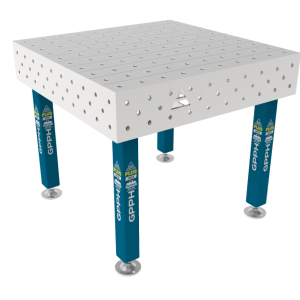 Stół Spawalniczy PLUS INOX 1000 x 1000 mm Siatka - 100x100mm, System - Φ16, Nogi - Na stopach, Blat - Blat PLUS INOX